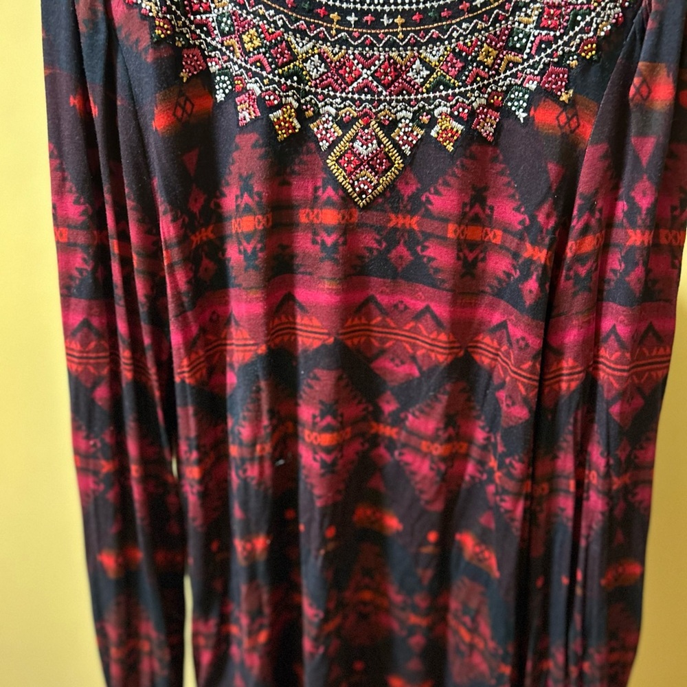 Bohemian Red and Black Patterned Dress